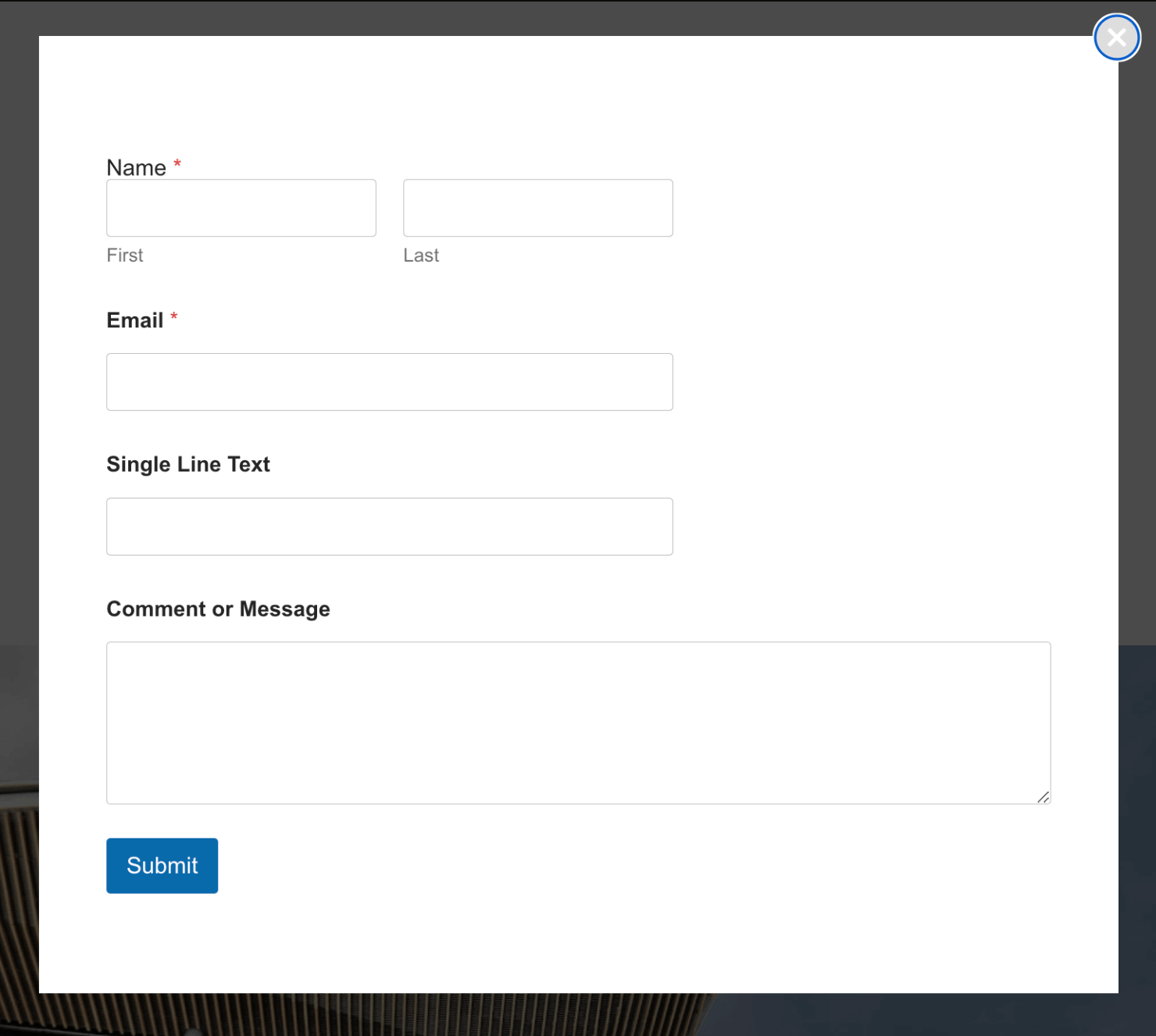 contact form popup