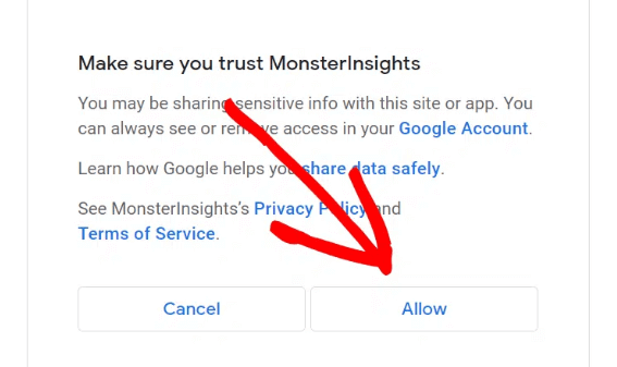 click allow MonsterInsights