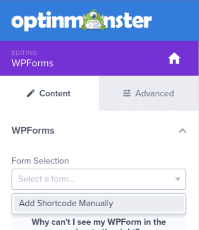 No WPForms forms available to select.