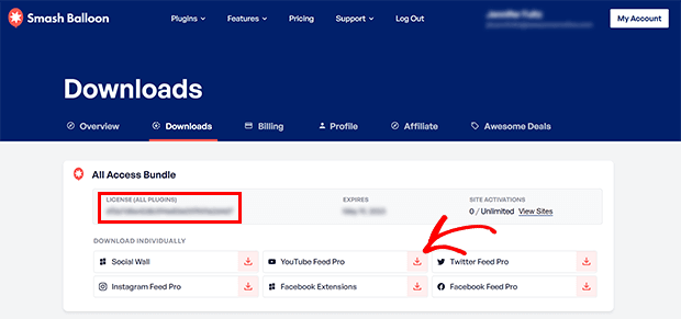 Smashballoon-account-download - OptinMonster