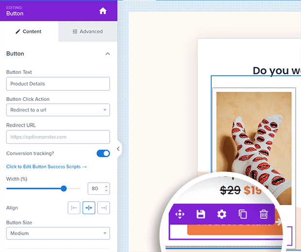 cross-promote-button-editor - OptinMonster