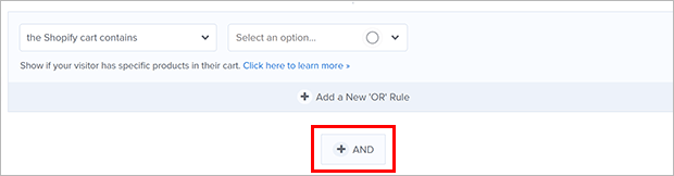 shopify-cart-AND-rule - OptinMonster