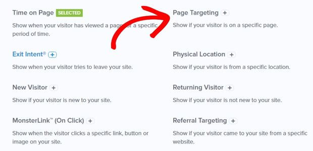 Page targeting example
