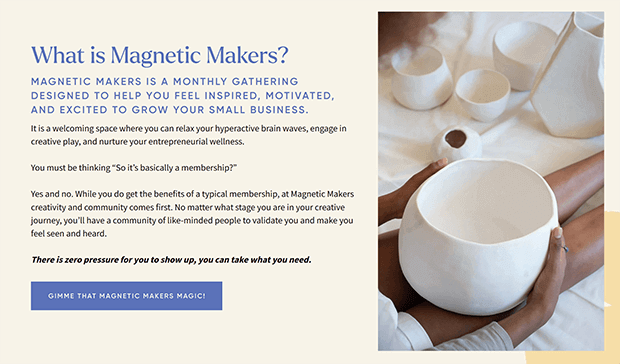 Magnetic Makers is one of the best membership website examples