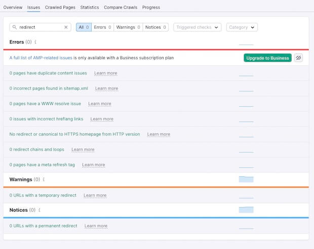 23. SEMRush Issues Search | Redirect - OptinMonster Issues Search in SEMRush | Redirect