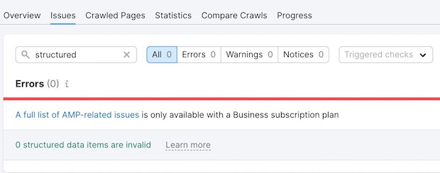 35. SEMRush Issues Search | Structured - OptinMonster Issues Search in SEMRush | Structured Data