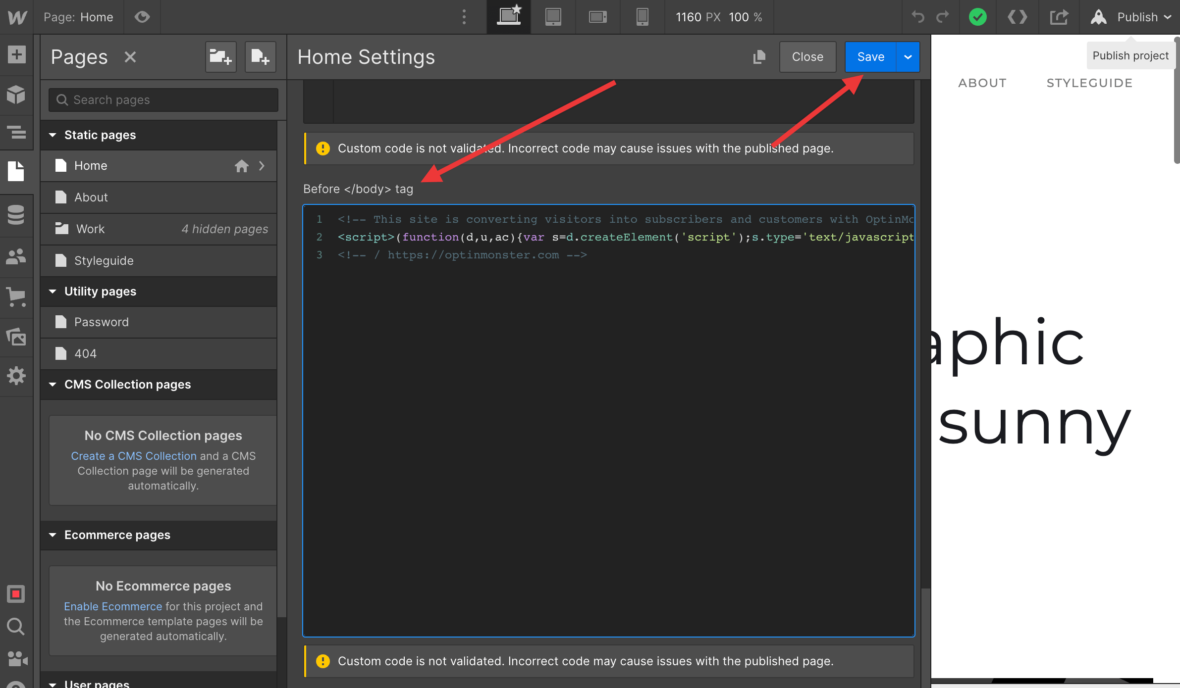 Webflow Page Code - OptinMonster Webflow Page Code