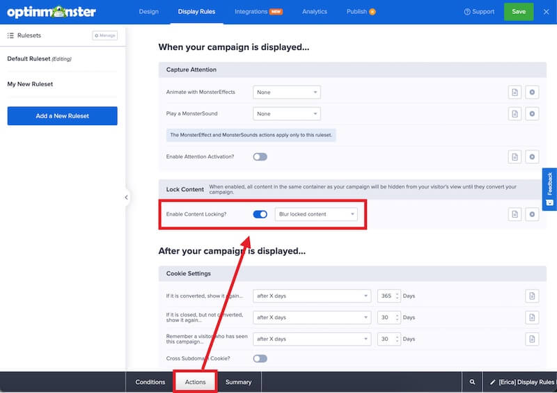 Configure Content Locking for Inline campaigns in OptinMonster.