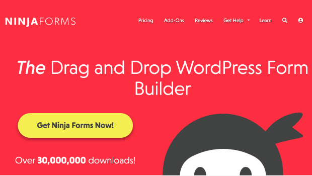 Homepage of Ninja Forms plugin for WordPress