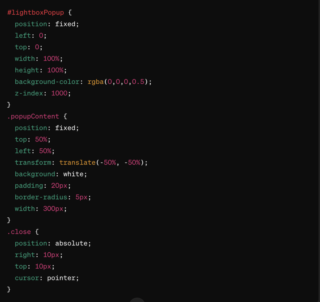 Lightbox Popup - CSS