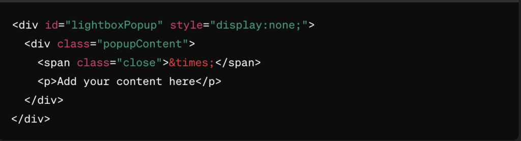 Lightbox Popup - HTML