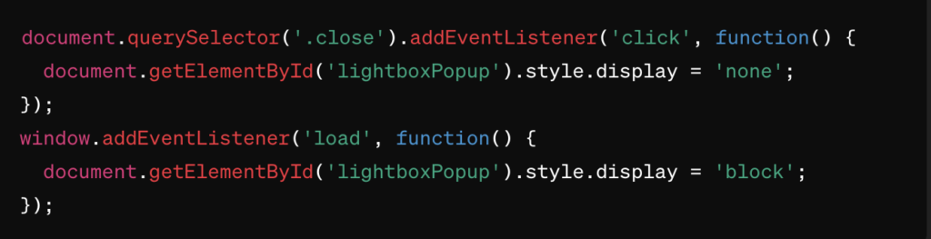 Lightbox Popup - JavaScript