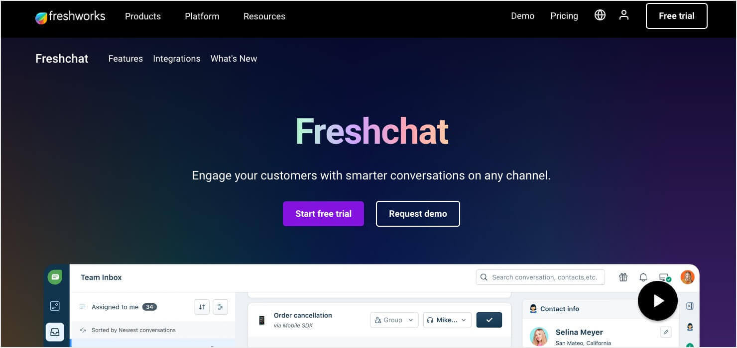 Freshchat homepage
