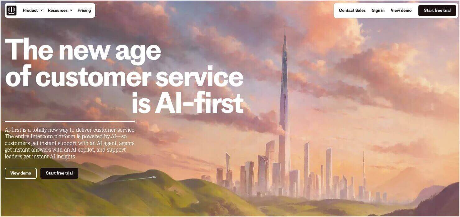 Intercom homepage