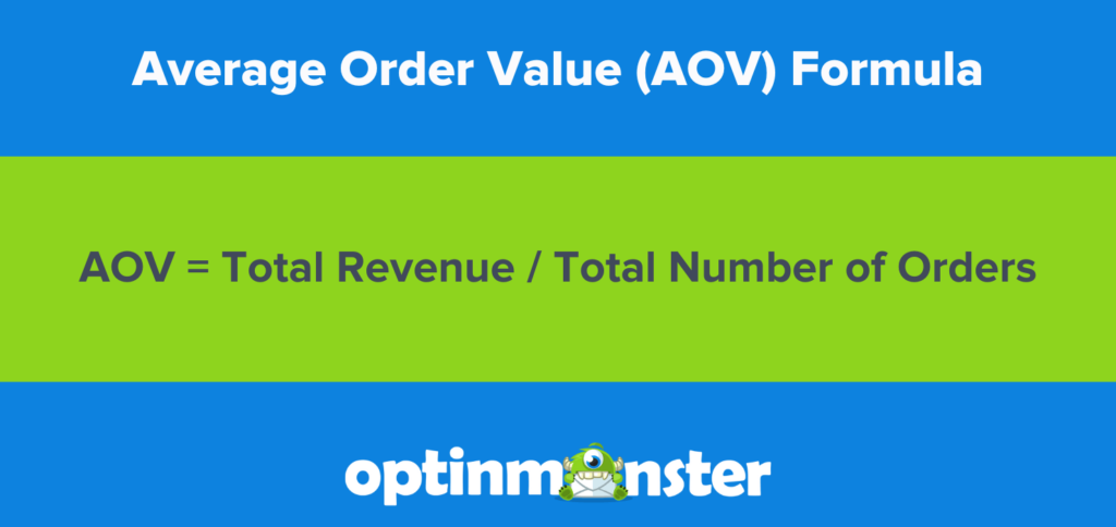 Average Order Value (AOV): AOV = Total Revenue / Total Number of Orders.