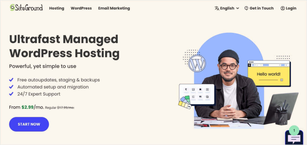 Homepage for SiteGround Managed WordPress Hosting