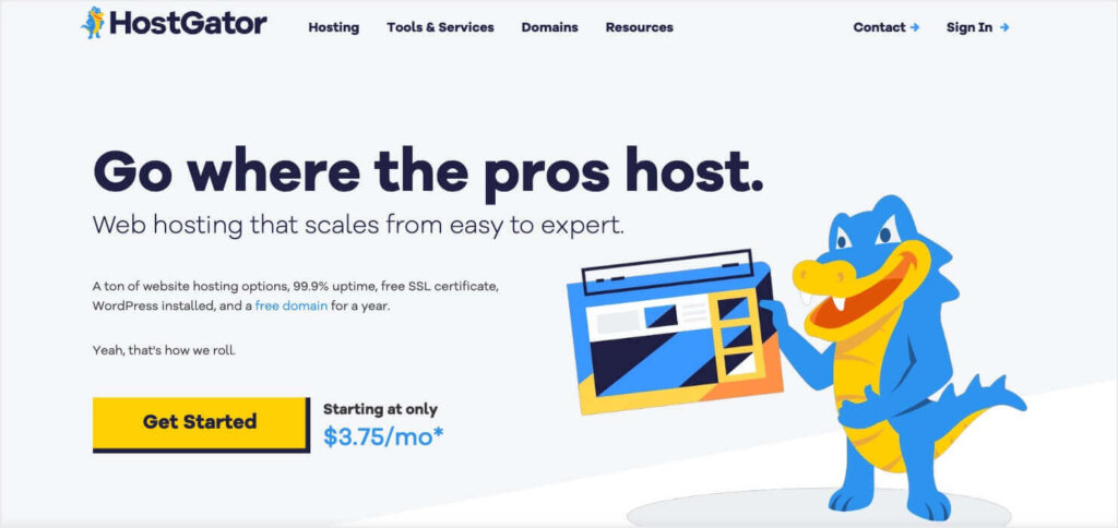 Homepage for HostGator, one of our top Bluehost alternatives.