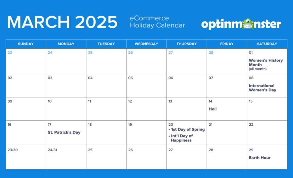 May 2025 eCommerce calendar of holidays