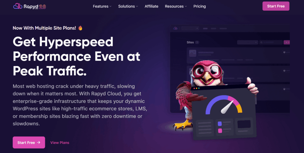 Homepage for Rapyd Cloud, one of our top Bluehost alternatives.