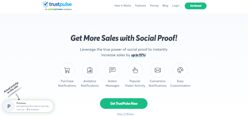 TrustPulse FOMO notification