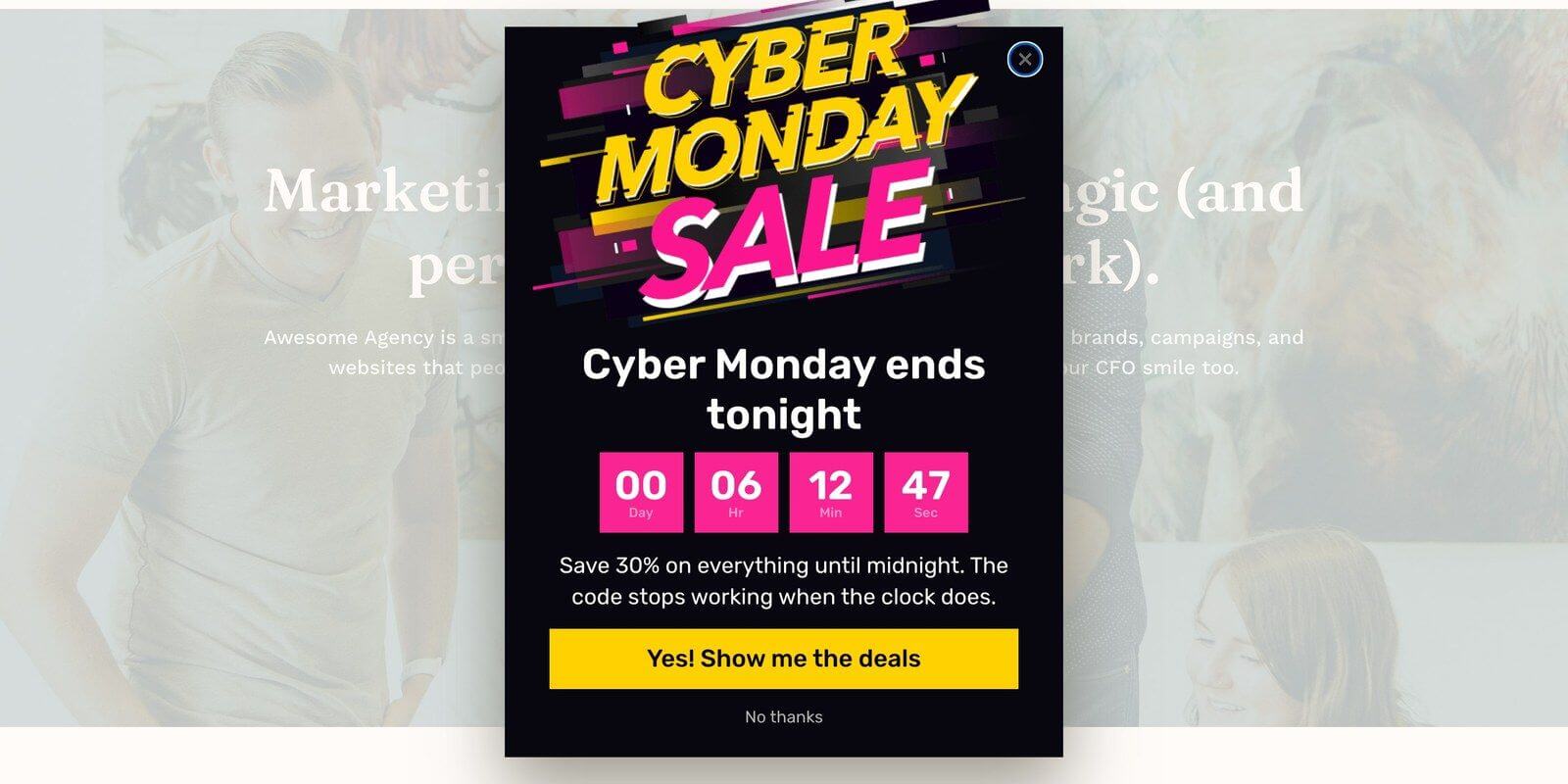 Cyber Monday countdown popup