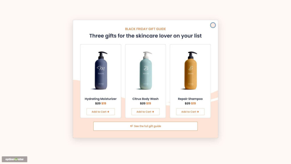 Gift guide popup