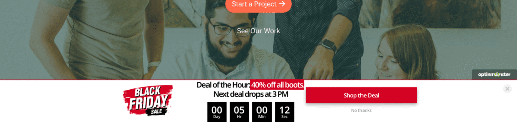 Hourly deal floating bar OptinMonster